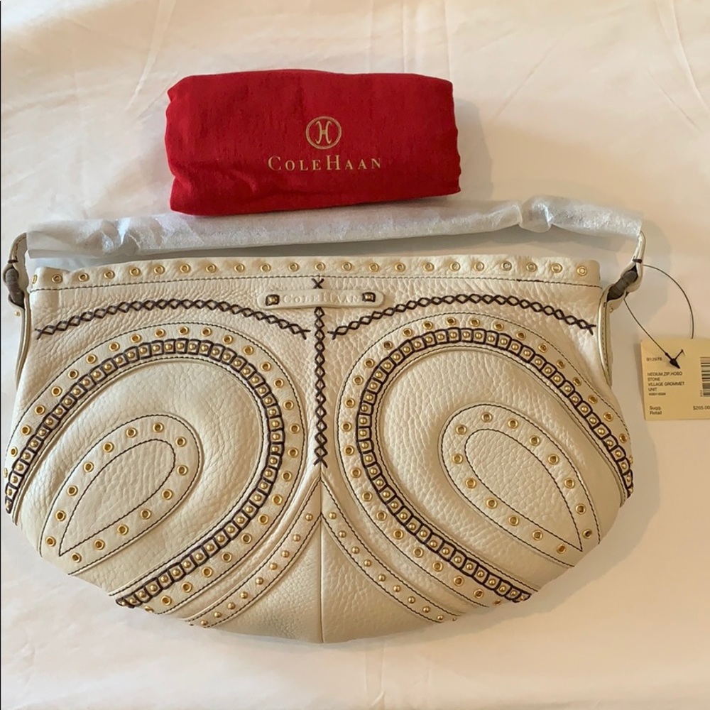 Cole Haan Village Grommet Studded Hobo Handbag.